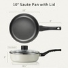 image:imageCAROTE 10 INCH Nonstick Frying Pans with Lid Deep Skillet Saute Pan with Lid Healthy NonToxic Pan Compatible with All Stovetops