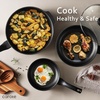 image:imageCAROTE 10 INCH Nonstick Frying Pans with Lid Deep Skillet Saute Pan with Lid Healthy NonToxic Pan Compatible with All Stovetops