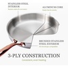 image:imageCAROTE 10 TriPly Stainless Steel Frying Pan NonToxic Egg Pan Omelet Pan Oven Safe Induction Ceramic and Gas Cooktops Compatible Polished SilverPolished Silver