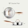 image:imageCAROTE 10 TriPly Stainless Steel Frying Pan NonToxic Egg Pan Omelet Pan Oven Safe Induction Ceramic and Gas Cooktops Compatible Polished SilverSilver
