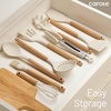 image:imageCAROTE 10Piece Kitchen Utensils Set with Wood CoolTouch Handles CreamCream White
