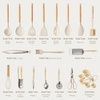 image:imageCAROTE 10Piece Kitchen Utensils Set with Wood CoolTouch Handles CreamCream White