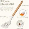 image:imageCAROTE 10Piece Kitchen Utensils Set with Wood CoolTouch Handles CreamCream White