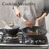 image:imageCAROTE 12 Inch Nonstick Deep Frying Pan with Lid 55 Qt White GraniteClassic Granite