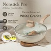 image:imageCAROTE 12 Inch Nonstick Deep Frying Pan with Lid 55 Qt White GraniteCream White