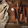 image:imageCAROTE 12Piece Knife Set Knives with WoodGrain Finish Handles BlackBlack
