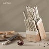 image:imageCAROTE 14Piece Knife Set with Wood Block RustResistant CreamCream