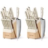 image:imageCAROTE 14Piece Knife Set with Wood Block RustResistant CreamCream
