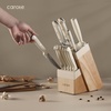 image:imageCAROTE 14Piece Knife Set with Wood Block RustResistant CreamCream