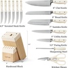 image:imageCAROTE 14Piece Knife Set with Wood Block RustResistant CreamCream