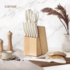 image:imageCAROTE 15Piece Knife Set Wood Block with BuiltIn Sharpener CreamWhite