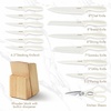 image:imageCAROTE 15Piece Knife Set Wood Block with BuiltIn Sharpener CreamWhite