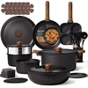 image:imageCAROTE 19pcs Pots and Pans Set Non Stick Detachable Handle Cookware GreenBlack