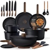 image:imageCAROTE 19pcs Pots and Pans Set Non Stick Detachable Handle Cookware GreenBlack