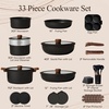 image:imageCAROTE 19pcs Pots and Pans Set Non Stick Detachable Handle Cookware GreenBlack