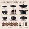 image:imageCAROTE 19pcs Pots and Pans Set Non Stick Detachable Handle Cookware GreenBlack