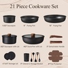 image:imageCAROTE 19pcs Pots and Pans Set Non Stick Detachable Handle Cookware GreenBlack