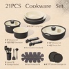 image:imageCAROTE 19pcs Pots and Pans Set Non Stick Detachable Handle Cookware GreenCharcoal