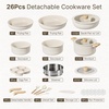 image:imageCAROTE 19pcs Pots and Pans Set Non Stick Detachable Handle Cookware GreenCream White