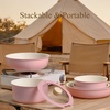 image:imageCAROTE 19pcs Pots and Pans Set Non Stick Detachable Handle Cookware GreenPink