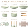 image:imageCAROTE 19pcs Pots and Pans Set Non Stick Detachable Handle Cookware GreenSage Green