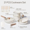 image:imageCAROTE 19pcs Pots and Pans Set Non Stick Detachable Handle Cookware GreenWhite