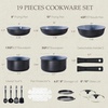 image:imageCAROTE 19pcs Pots and Pans Set Non Stick Detachable Handle CookwareBlackGray