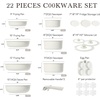 image:imageCAROTE 19pcs Pots and Pans Set Non Stick Detachable Handle CookwareCream White