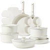image:imageCAROTE 19pcs Pots and Pans Set Non Stick Detachable Handle CookwareCream White
