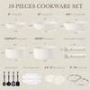 image:imageCAROTE 19pcs Pots and Pans Set Non Stick Detachable Handle CookwareCream White