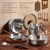 image:imageCAROTE 19pcs TriPly Stainless Steel Cookware Set with Detachable HandleSilver