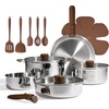 image:imageCAROTE 19pcs TriPly Stainless Steel Cookware Set with Detachable HandleSilver