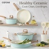 image:imageCAROTE 21pcs Ceramic Cookware Sets Pots and Pans SetCerulean
