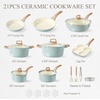 image:imageCAROTE 21pcs Ceramic Cookware Sets Pots and Pans SetCerulean
