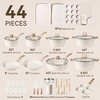 image:imageCAROTE 21pcs Ceramic Cookware Sets Pots and Pans SetCream White