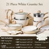 image:imageCAROTE 21pcs Ceramic Cookware Sets Pots and Pans SetCream White