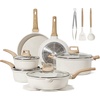 image:imageCAROTE 21pcs Ceramic Cookware Sets Pots and Pans SetCream White