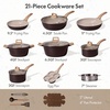 image:imageCAROTE 21pcs Ceramic Cookware Sets Pots and Pans SetDark Mocha