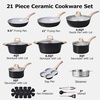 image:imageCAROTE 21pcs Ceramic Cookware Sets Pots and Pans SetGrey Black
