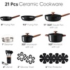 image:imageCAROTE 21pcs Cookware Set Nonstick Pots and Pans Set Ceramic Cookware Set Induction Cookware Non toxic Healthy Non Stick Kitchen Cooking Set PFAS PTFE Free Black
