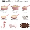 image:imageCAROTE 21pcs Cookware Set Nonstick Pots and Pans Set Ceramic Cookware Set Induction Cookware Non toxic Healthy Non Stick Kitchen Cooking Set PFAS PTFE Free