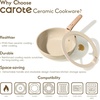 image:imageCAROTE 25pcs Ceramic Cookware Set Pots and Pans Set with Detachable HandleOatmeal