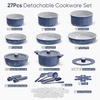 image:imageCAROTE 27pcs Ceramic Cookware Set Pots and Pans Set with Detachable HandleNavy Blue
