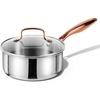 image:imageCAROTE 2Qt Stainless Steel Saucepan Set NonToxic 3Ply Stainless Steel Cookware Set with Lids Small Kitchen Pots Oven Safe Compatible with Induction Ceramic Gas Mothers Day GiftsSilver