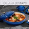 image:imageCAROTE 34QT Enamel Cast Iron Cookware Skillet with Lid Blue Dutch OvenBlue