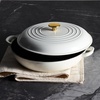 image:imageCAROTE 34QT Enamel Cast Iron Cookware Skillet with Lid Blue Dutch OvenWhite