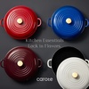 image:imageCAROTE 34QT Enamel Cast Iron Cookware Skillet with Lid White Dutch OvenFig