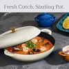 image:imageCAROTE 34QT Enamel Cast Iron Cookware Skillet with Lid White Dutch OvenWhite