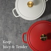 image:imageCAROTE 5QT Cream White Enameled Cast Iron Dutch Oven Pot with LidRed
