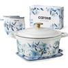 image:imageCAROTE 5QT Enameled Floral Cast Iron Dutch Oven Pot with LidBlue Floral
